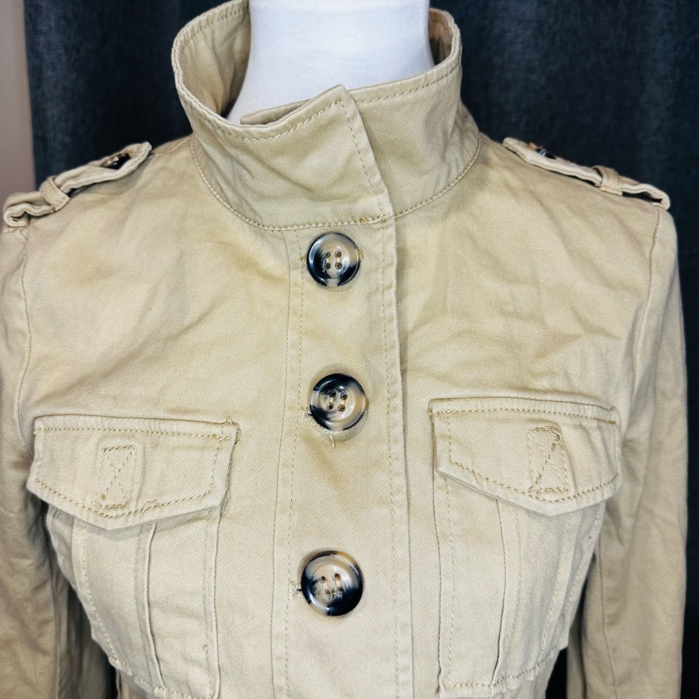 Divided Cream Button-Up Military Style Jacket Size 8 - Picture 2 of 14